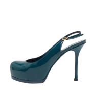 Pre-owned Leather heels Yves Saint Laurent Vintage , Green , Dames