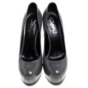 Pre-owned Leather heels Yves Saint Laurent Vintage , Gray , Dames
