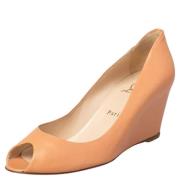 Pre-owned Leather heels Christian Louboutin Pre-owned , Orange , Dames