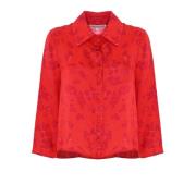 Rode Bloemenpatroon Viscose Shirt Kocca , Red , Dames