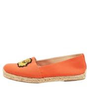 Pre-owned Canvas flats Christian Louboutin Pre-owned , Orange , Dames