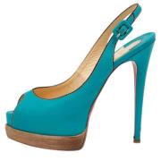Pre-owned Leather sandals Christian Louboutin Pre-owned , Blue , Dames