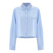 Gestreepte Katoenen Shirt met Glanzende Details Kocca , Blue , Dames