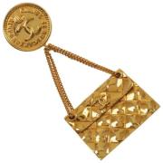 Pre-owned Metal brooches Chanel Vintage , Yellow , Dames