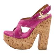 Pre-owned Suede sandals Casadei Pre-owned , Pink , Dames
