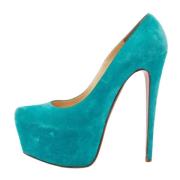 Pre-owned Suede heels Christian Louboutin Pre-owned , Blue , Dames