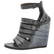 Pre-owned Leather sandals Balenciaga Vintage , Gray , Dames