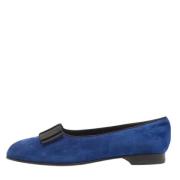Pre-owned Suede flats Manolo Blahnik Pre-owned , Blue , Dames