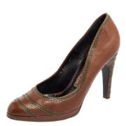 Pre-owned Leather heels Salvatore Ferragamo Pre-owned , Brown , Dames