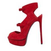 Pre-owned Suede sandals Casadei Pre-owned , Red , Dames