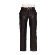 Leren broek Halfboy , Black , Dames