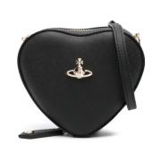 Zwarte Imitatleren Tas met Hartvormige Orb Plaque Vivienne Westwood , ...