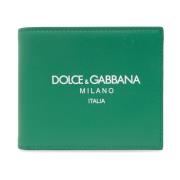Leren portemonnee met logo Dolce & Gabbana , Green , Heren