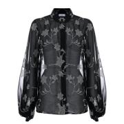 Elegante Bloemenshirt met Transparante Details Kocca , Black , Dames