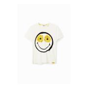 Witte Print T-shirt voor Vrouwen Desigual , White , Dames