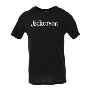 Zwart Print T-Shirt met Korte Mouwen Jeckerson , Black , Heren
