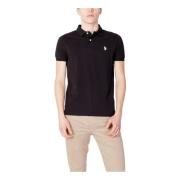 Zwarte effen polo met knoopsluiting U.s. Polo Assn. , Black , Heren