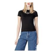 Zwart Bedrukt T-Shirt voor Vrouwen Tommy Jeans , Black , Dames