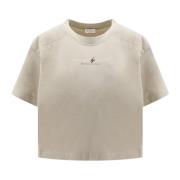 Beige Ribgebreid T-shirt met Monili-detail Brunello Cucinelli , Beige ...
