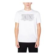 Witte Print T-shirt voor Heren Armani Exchange , White , Heren