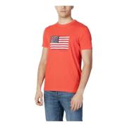 Rode Print Korte Mouw T-Shirt U.s. Polo Assn. , Red , Heren
