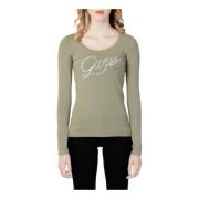 Groene Print Lange Mouw T-shirt Guess , Green , Dames