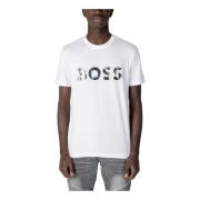 Heren Witte Print T-shirt Hugo Boss , White , Heren