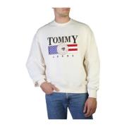 Katoenen Sweatshirt met Logo Versiering Tommy Hilfiger , White , Heren