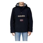 Zwarte Nylon Hoodie met Ritssluiting Napapijri , Black , Heren