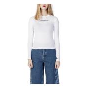 Dames Wit Print T-Shirt met Lange Mouwen Tommy Jeans , White , Dames