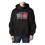 Heren Zwarte Print Hoodie Tommy Jeans , Black , Heren