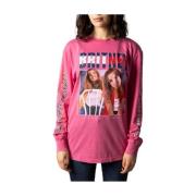 Roze Print Longsleeve T-shirt Tommy Jeans , Pink , Dames
