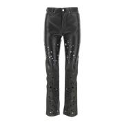 Zwarte leren broek Durazzi Milano , Black , Dames