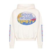 Ivoor Katoenen Jersey Hoodie met Rhude Hotel Print Rhude , White , Her...