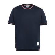 Blauw Katoenen T-Shirt met Logo Patch Thom Browne , Blue , Heren