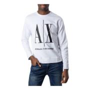 Heren Wit Print Sweatshirt Armani Exchange , White , Heren