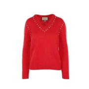 Rode Mohair Trui met Studs Gucci , Red , Dames