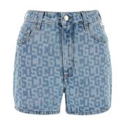 Bedrukte denim shorts Gcds , Blue , Dames