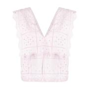 Organische Katoenen Crop Top in Roze Ganni , Pink , Dames