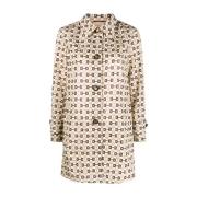 Nylon Overjas met All-Over Print Gucci , Beige , Dames