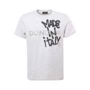 Grijze Crew-neck T-shirt met Contrasterend Logo Dondup , White , Heren
