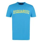 Stretch katoenen T-shirt Dsquared2 , Blue , Heren