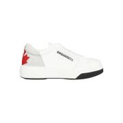 Contrasterende Leren Lage Sneakers Dsquared2 , White , Heren