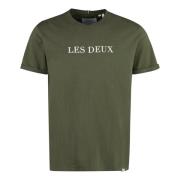 Katoenen T-shirt met logo Les Deux , Green , Heren