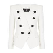 8-knoops dubbele crêpe jas Balmain , White , Dames