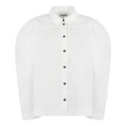 Biologisch Katoenen Langarmshirt Ganni , White , Dames