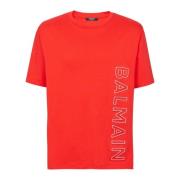 Geëmbosseerd T-shirt Balmain , Red , Heren