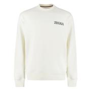 Geborduurd Logo Katoenen Sweatshirt Ermenegildo Zegna , White , Heren