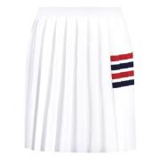 Geplooide Gebreide Rok met Tricolor Detail Thom Browne , White , Dames