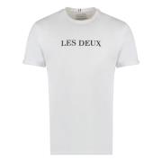 Katoenen Logo T-shirt Les Deux , White , Heren